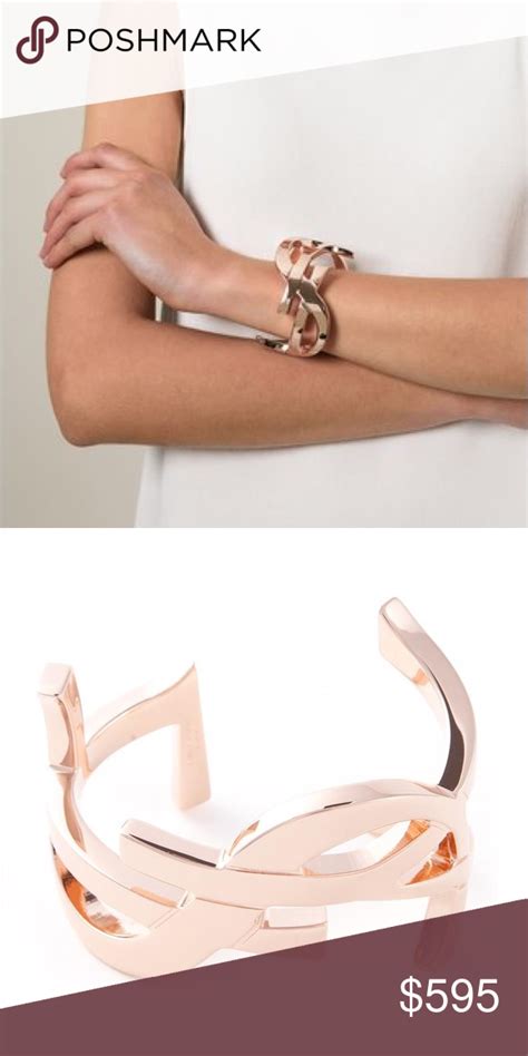 ysl monogram cuff rose gold|farfetch YSL bracelets.